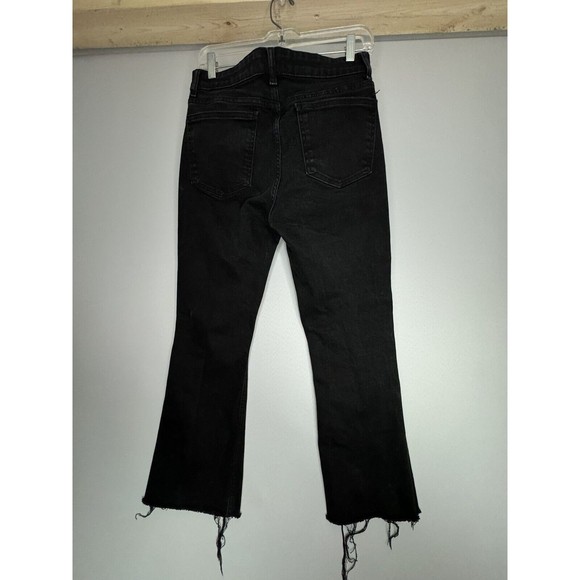 Zara Black Frayed Raw Hem Jeans Flare Size 8 - Picture 5 of 5
